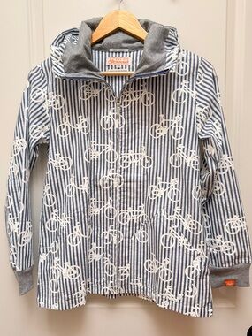 Sou Sou Japanese Seersucker Jacket Hoodie Bicycle Print
